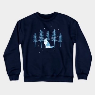 Siberian Husky in Snowy Forest Crewneck Sweatshirt